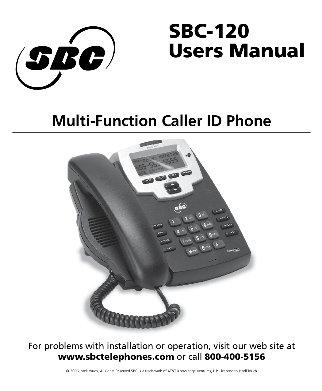 PDF manual for Intellitouch Telephone SBC120